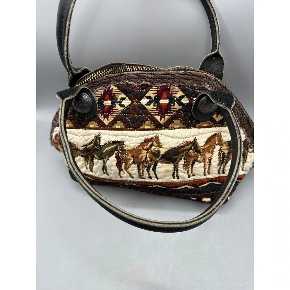 The Glad Rag Co Custom Horse Tapestry Purse Western Handbag Leather Concho